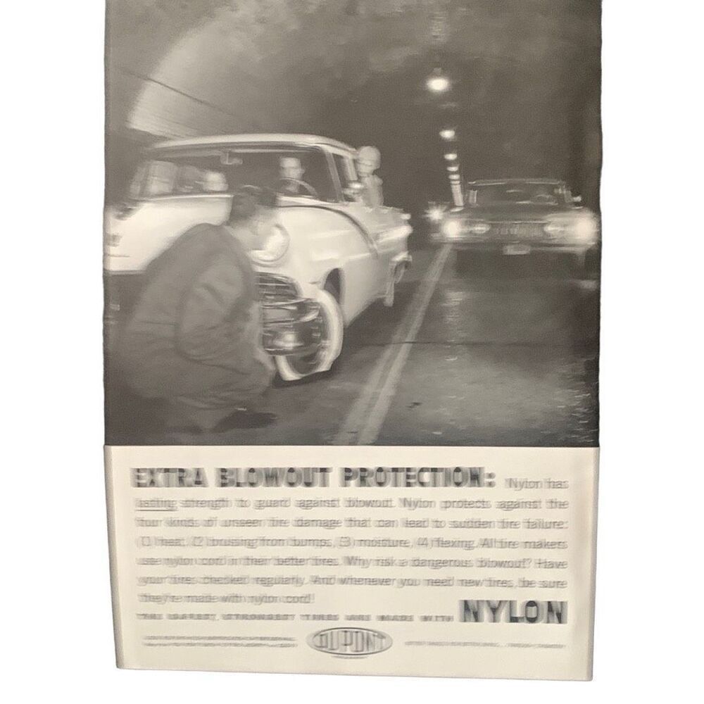 Vintage 1959 Du Pont Extra Blowout Protection Ad Advertisement